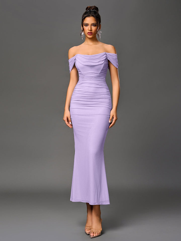 Mila | Off Shoulder Ruched Bodycon Dress in first_variant_option1 | Elegant Women&