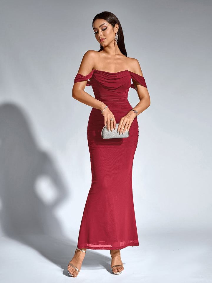 Mila | Off Shoulder Ruched Bodycon Dress in first_variant_option1 | Elegant Women&