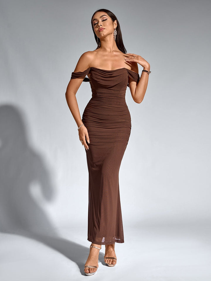 Mila | Off Shoulder Ruched Bodycon Dress in first_variant_option1 | Elegant Women&