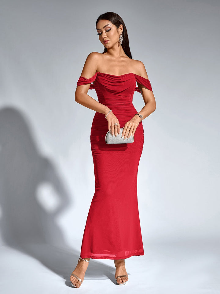 Mila | Off Shoulder Ruched Bodycon Dress in first_variant_option1 | Elegant Women&