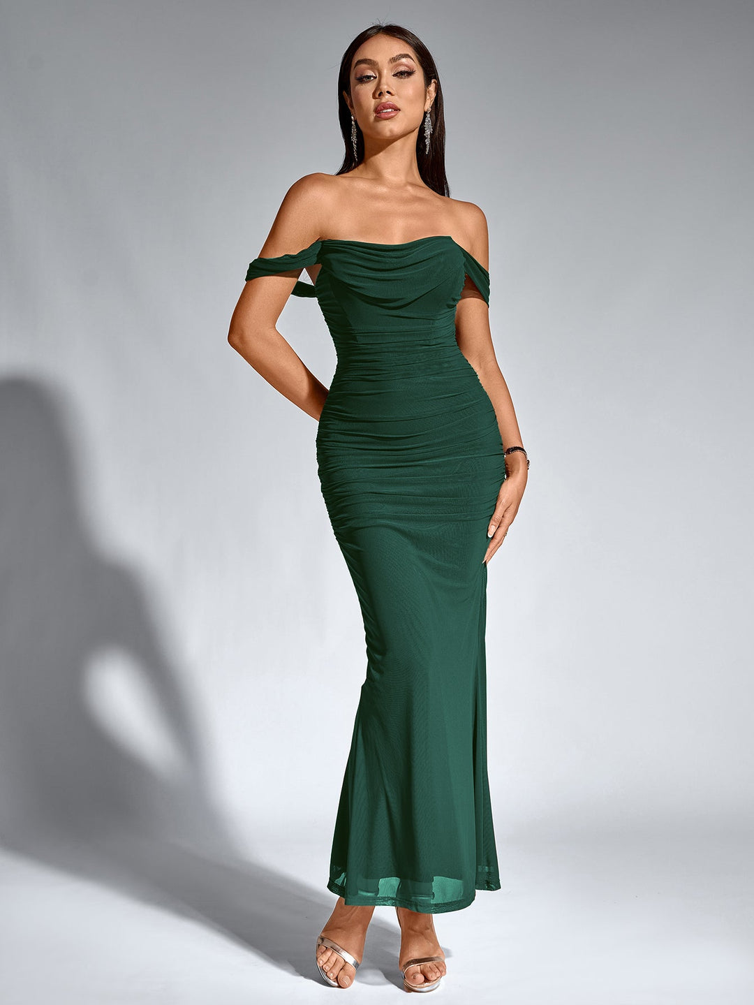 Mila | Off Shoulder Ruched Bodycon Dress in first_variant_option1 | Elegant Women&