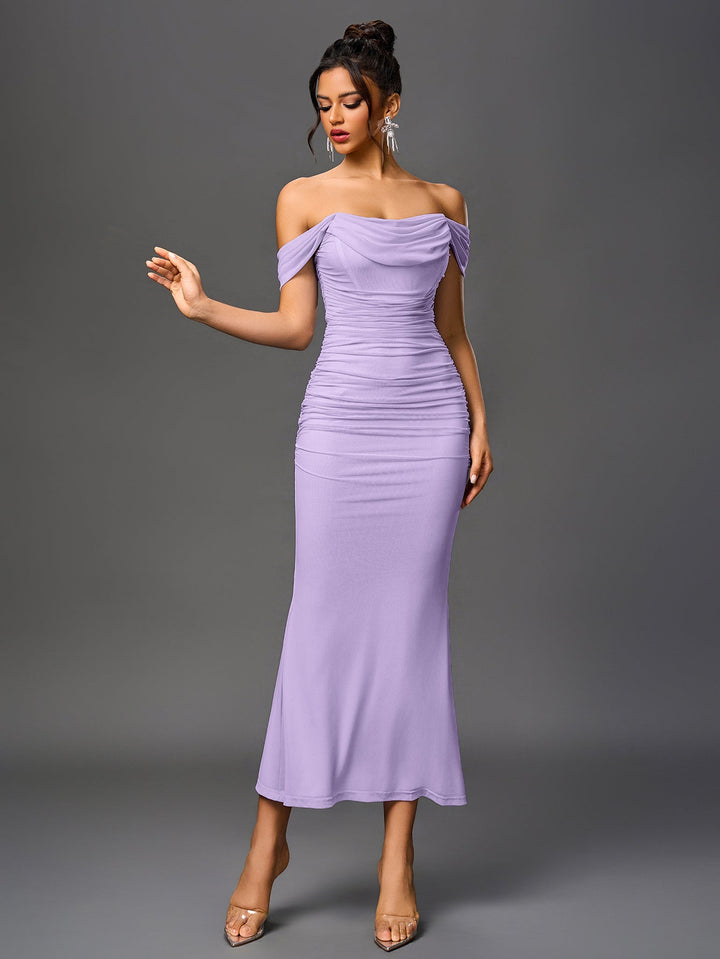 Mila | Off Shoulder Ruched Bodycon Dress in first_variant_option1 | Elegant Women&