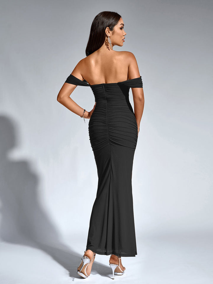 Mila | Off Shoulder Ruched Bodycon Dress in first_variant_option1 | Elegant Women&