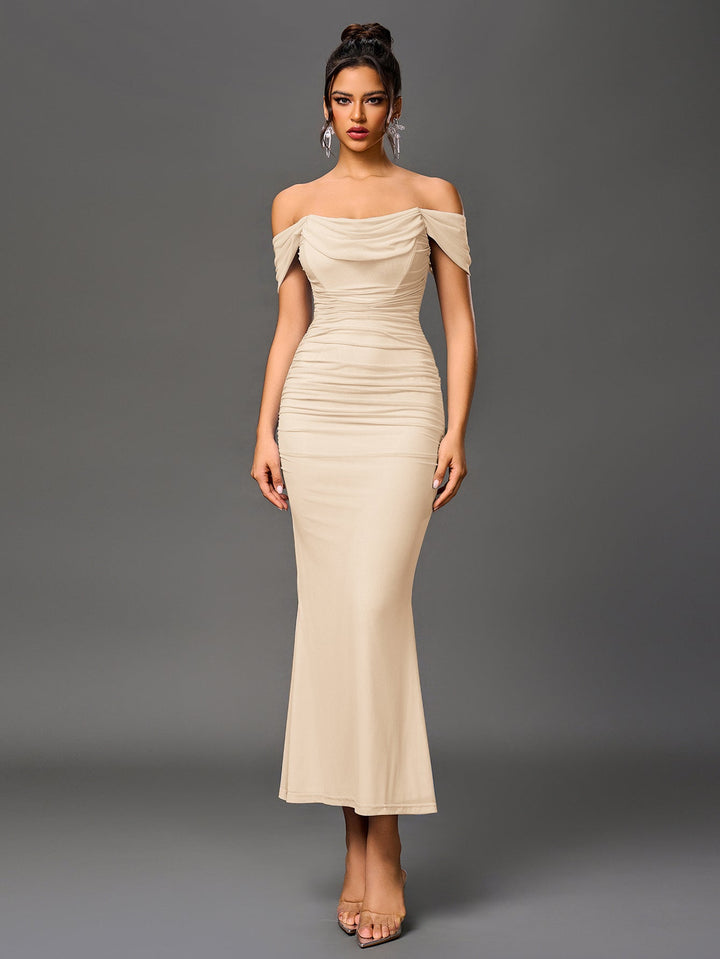 Mila | Off Shoulder Ruched Bodycon Dress in first_variant_option1 | Elegant Women&