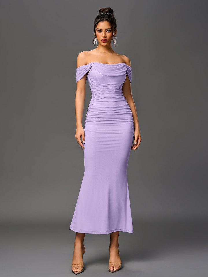 Mila | Off Shoulder Ruched Bodycon Dress in first_variant_option1 | Elegant Women&