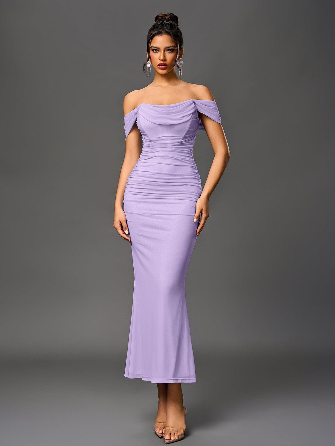 Mila | Off Shoulder Ruched Bodycon Dress in first_variant_option1 | Elegant Women&