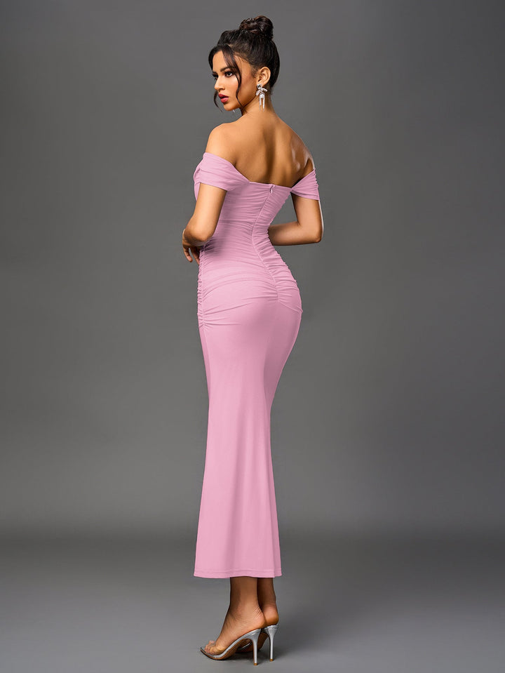 Mila | Off Shoulder Ruched Bodycon Dress in first_variant_option1 | Elegant Women&