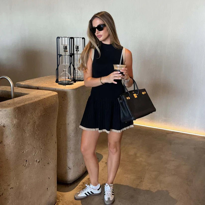 Nerine | Sleeveless Contrast Trim Mini Dress in first_variant_option1 | Elegant Women&