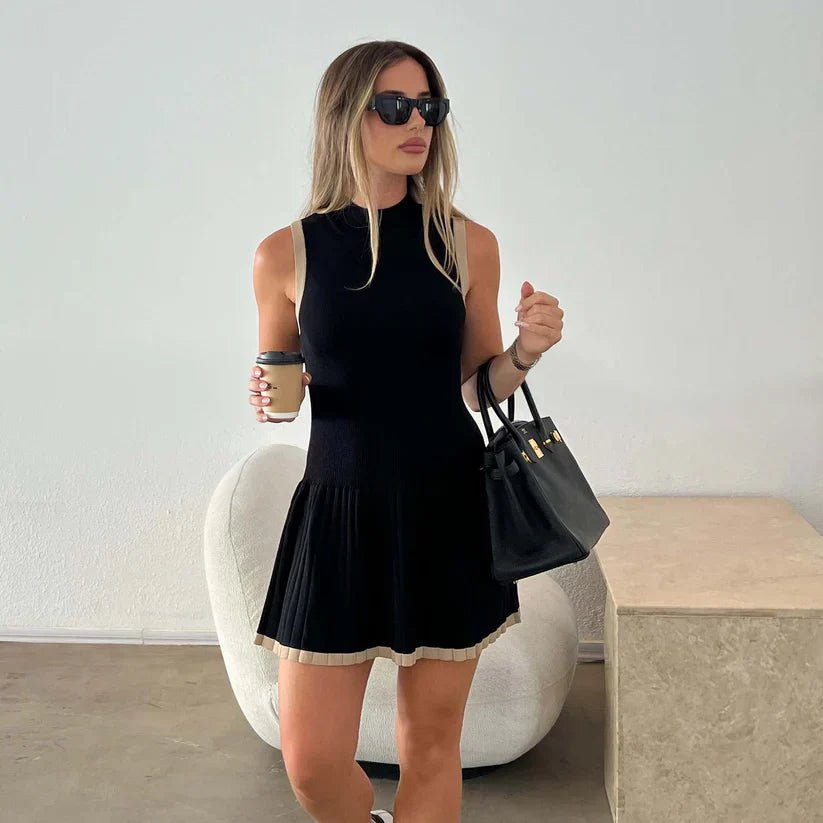Nerine | Sleeveless Contrast Trim Mini Dress in first_variant_option1 | Elegant Women&