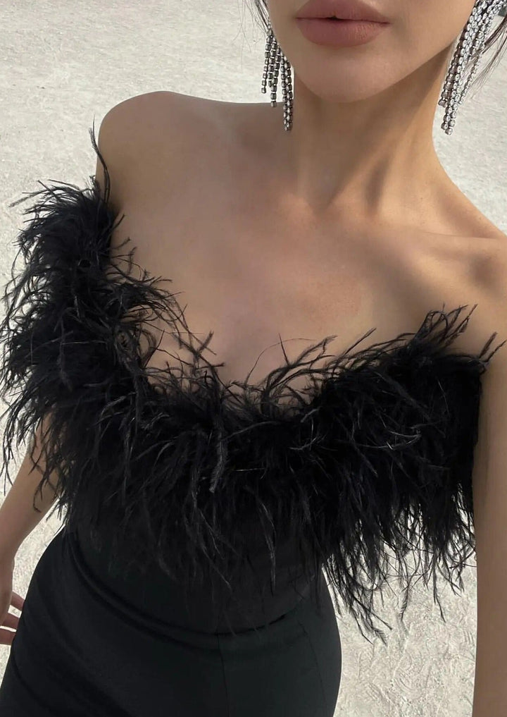 Oriana | Luxurious Feather Dress in first_variant_option1 | Elegant Women&