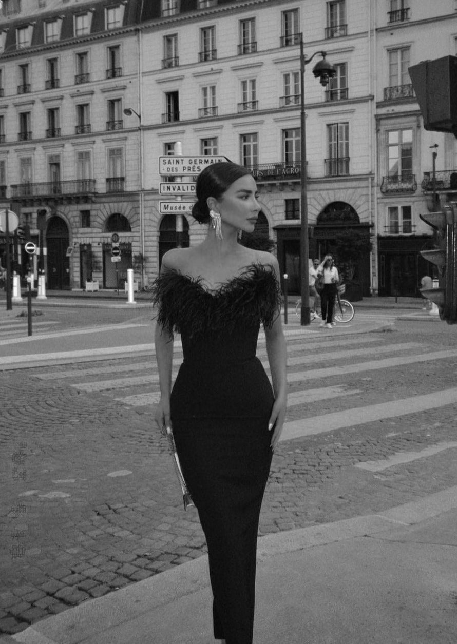 Oriana | Luxurious Feather Dress in first_variant_option1 | Elegant Women&