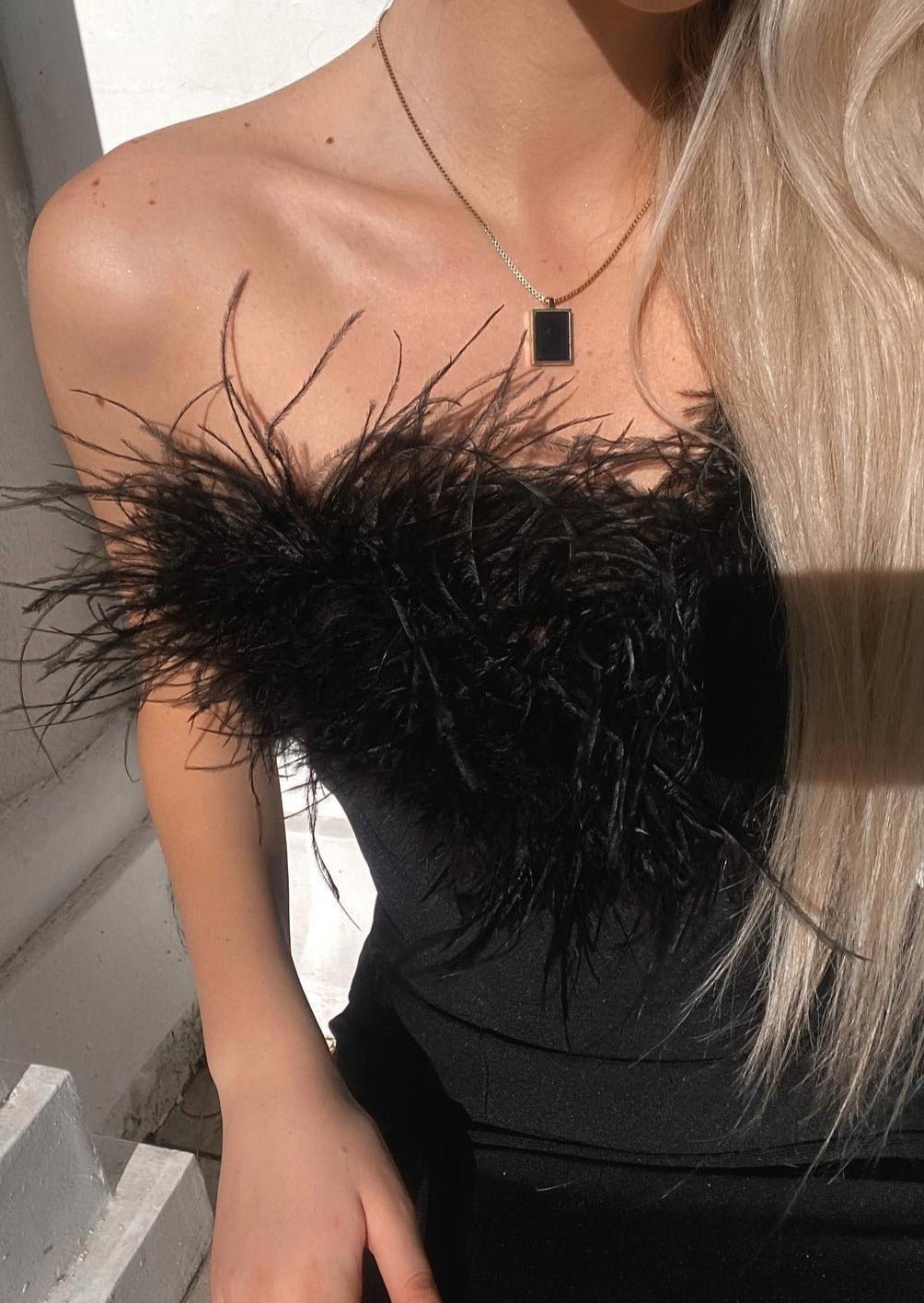 Oriana | Luxurious Feather Dress in first_variant_option1 | Elegant Women&