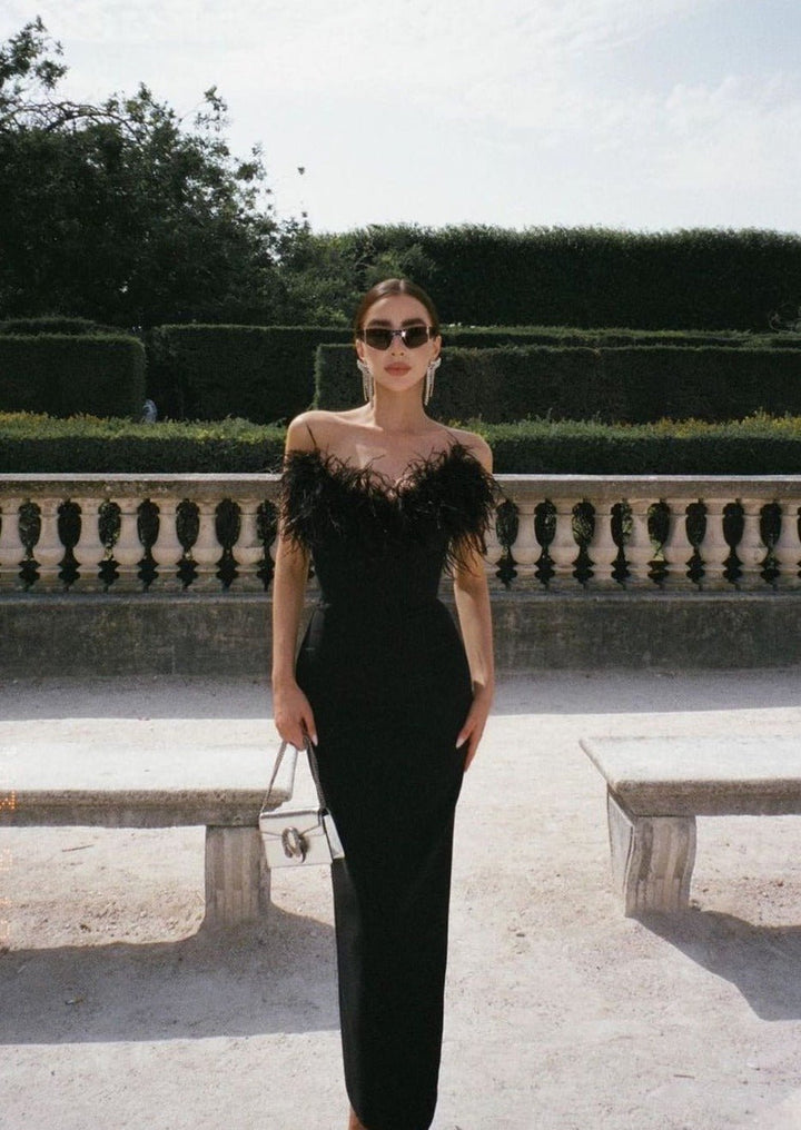 Oriana | Luxurious Feather Dress in first_variant_option1 | Elegant Women&