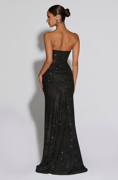 Paula | Sequined Mesh &amp; Jersey Maxi Dress in first_variant_option1 | Elegant Women&