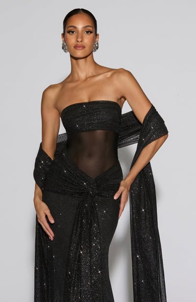 Paula | Sequined Mesh & Jersey Maxi Dress in first_variant_option1 | Elegant Women's Dress - Maeve The Label