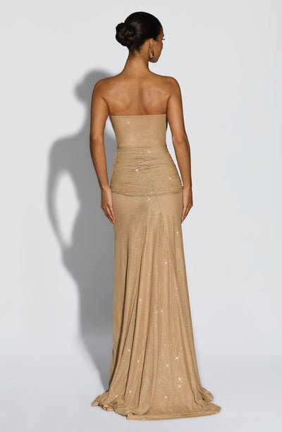 Paula | Sequined Mesh &amp; Jersey Maxi Dress in first_variant_option1 | Elegant Women&
