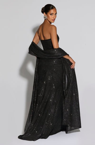 Paula | Sequined Mesh &amp; Jersey Maxi Dress in first_variant_option1 | Elegant Women&