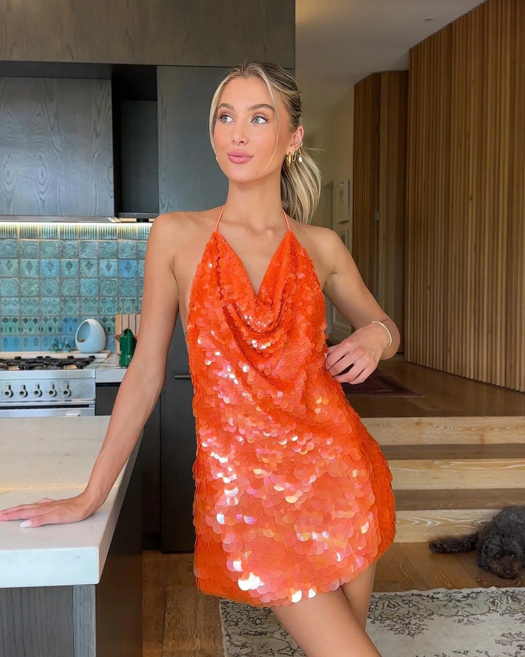 Pia | Sparkling Halter Mini Dress in first_variant_option1 | Elegant Women&