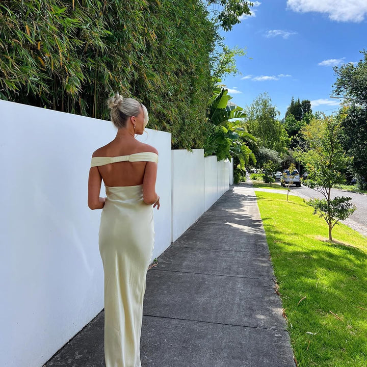Poppy | Satin Backless Maxi Dress in first_variant_option1 | Elegant Women&