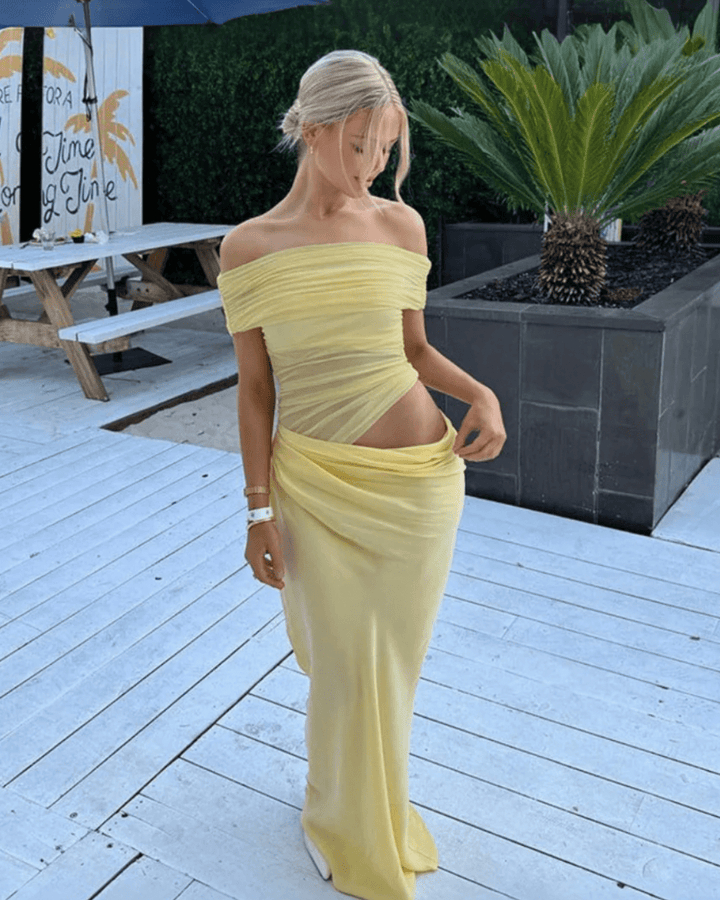 Quelina | Sunveil Drape Dress in first_variant_option1 | Elegant Women&