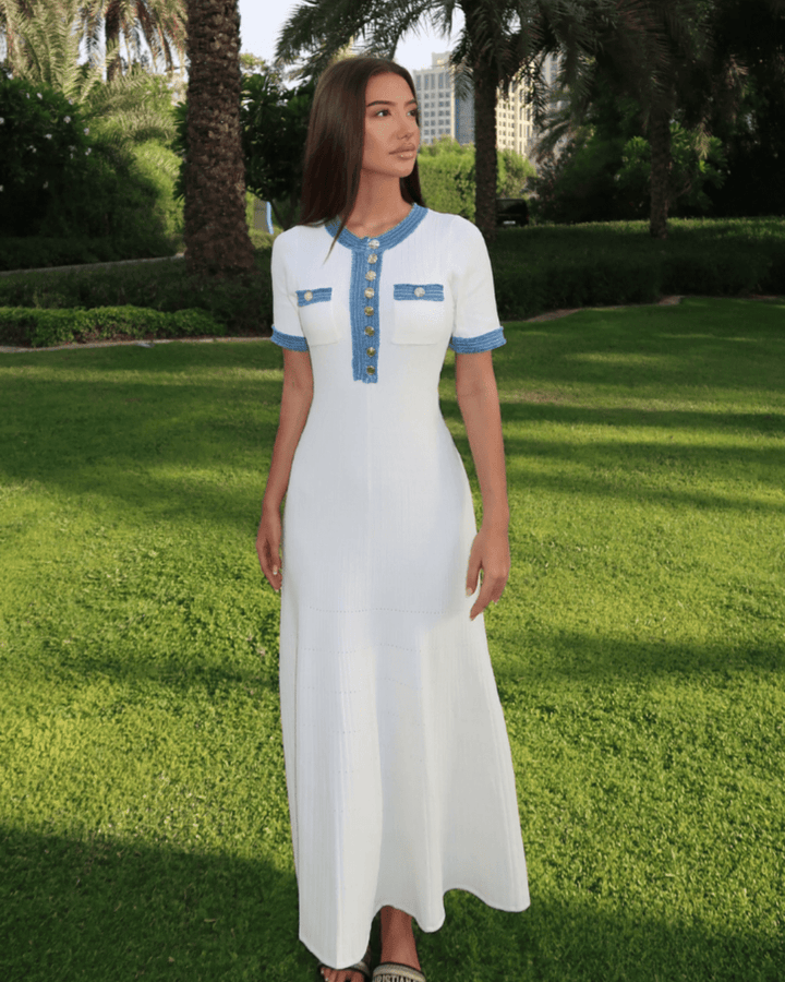 Rhoswen | Azure Collar Dress in first_variant_option1 | Elegant Women&
