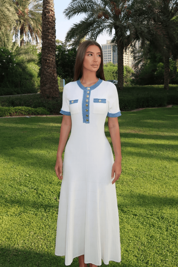 Rhoswen | Azure Collar Dress in first_variant_option1 | Elegant Women&