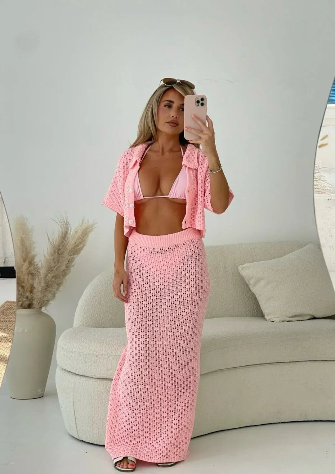 Rose | Crochet Skirt and Cardigan Set in first_variant_option1 | Elegant Women&