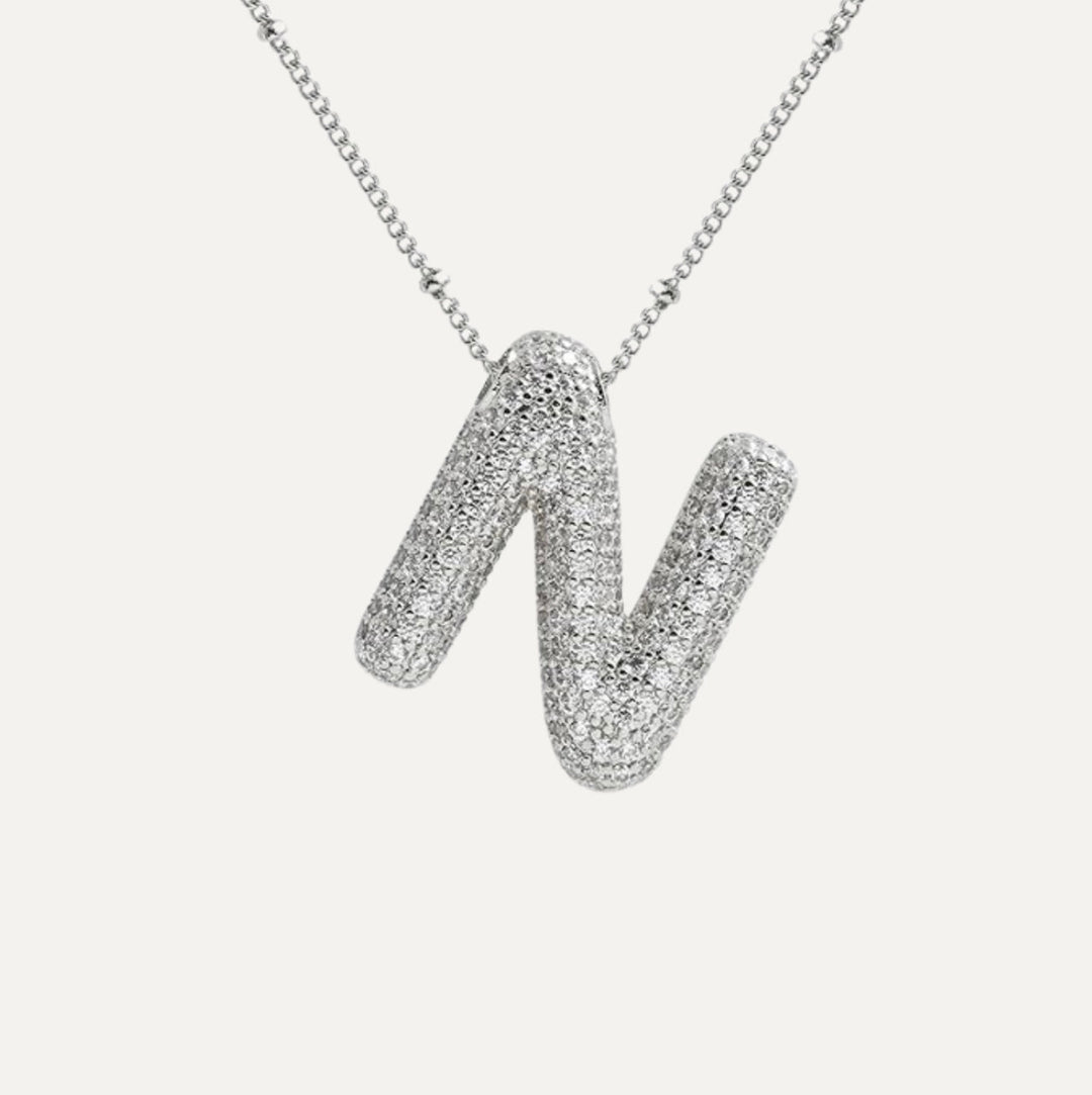 Saskia | Diamond Bubble Letter Necklace in first_variant_option1 | Elegant Women&