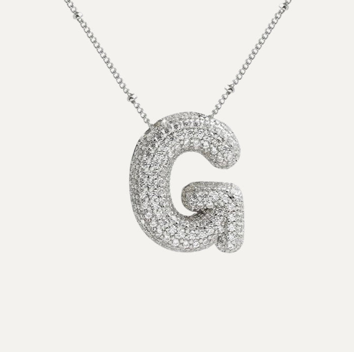 Saskia | Diamond Bubble Letter Necklace in first_variant_option1 | Elegant Women&