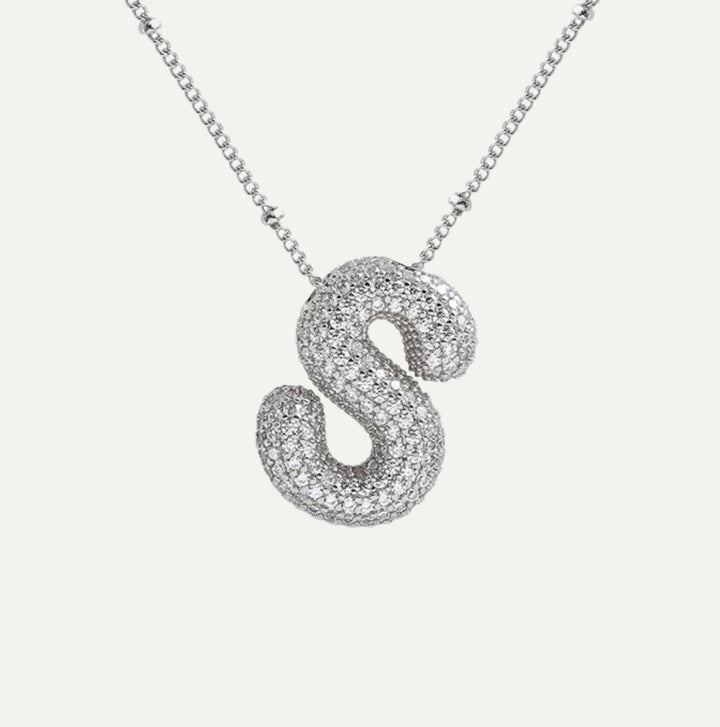 Saskia | Diamond Bubble Letter Necklace in first_variant_option1 | Elegant Women&
