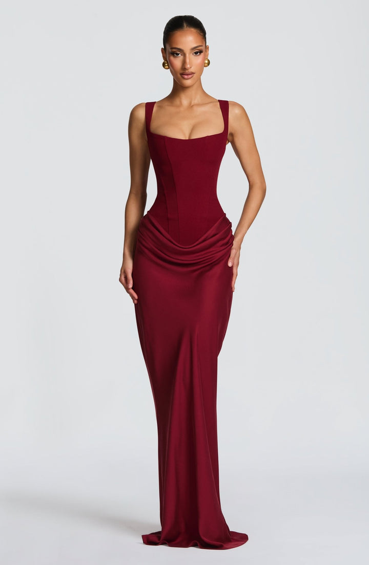 Serephina | Romantic Burgundy Maxi Dress in first_variant_option1 | Elegant Women&