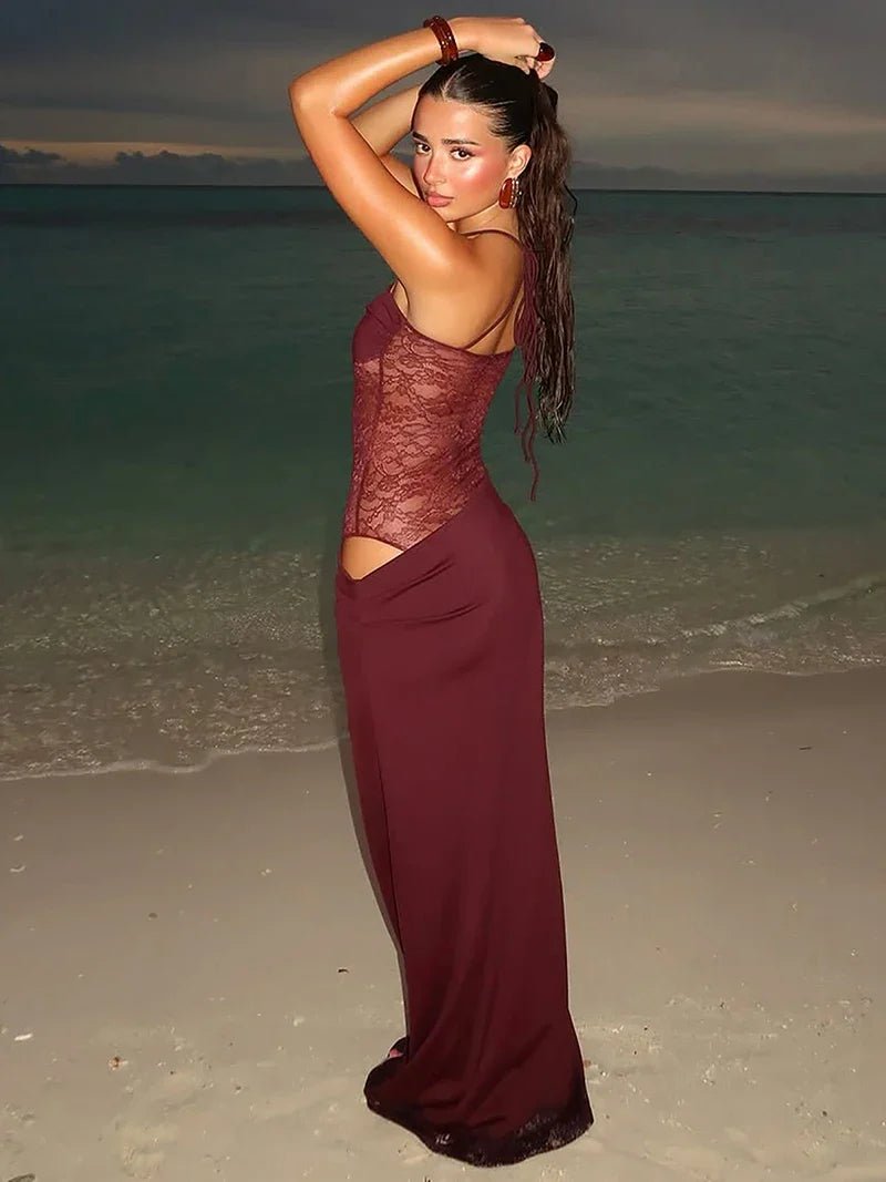 Solara | Lace Corset Maxi Dress in first_variant_option1 | Elegant Women&