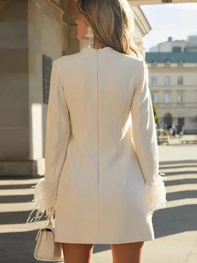 Soleil | Feather - Cuffed Mini Dress in first_variant_option1 | Elegant Women&