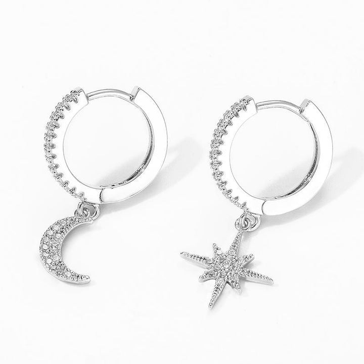 Astrid | Celestial Moon &amp; Star Huggie Earrings