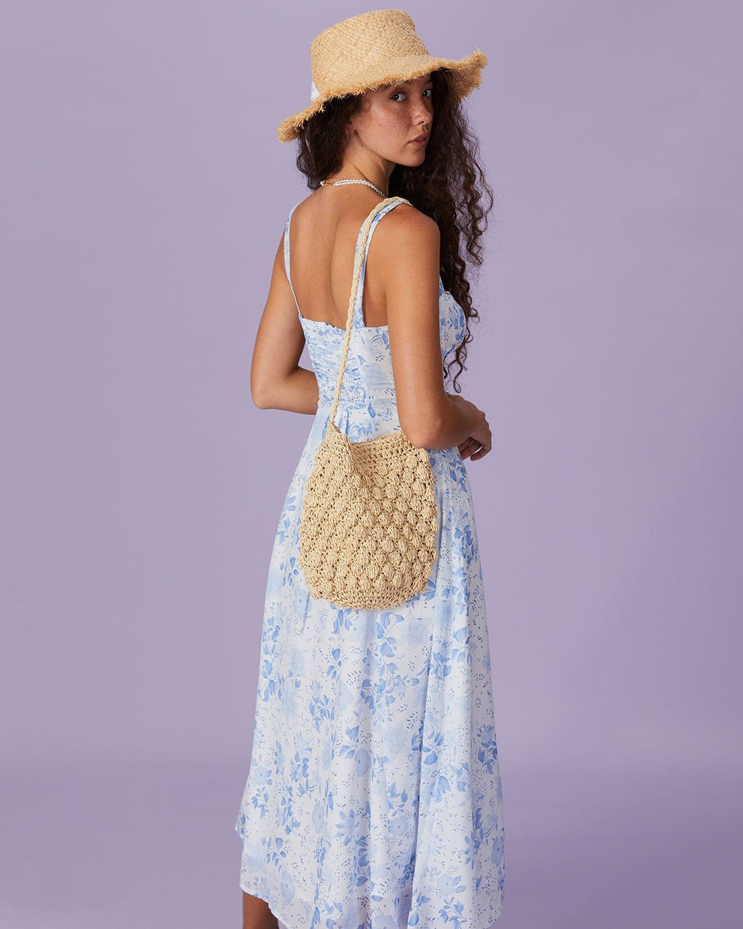 Delilah | Square Neck Floral Ruched Midi Dress