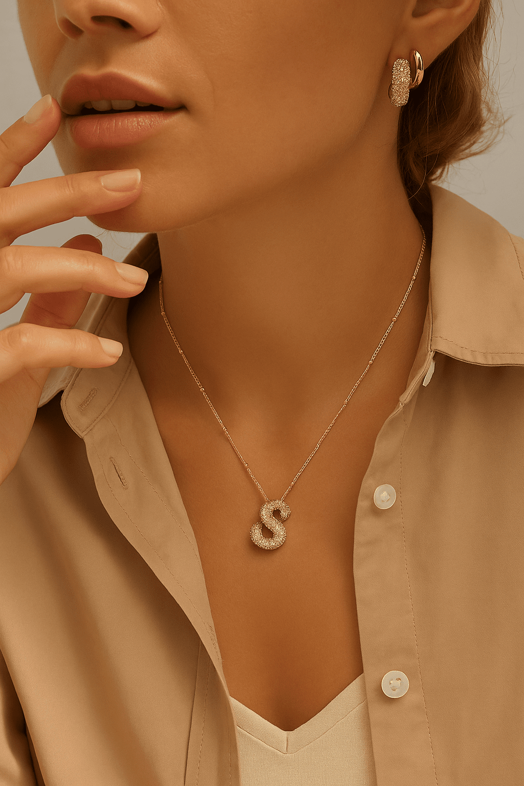 Urith | Gold Letter Pendant Necklace in first_variant_option1 | Elegant Women&