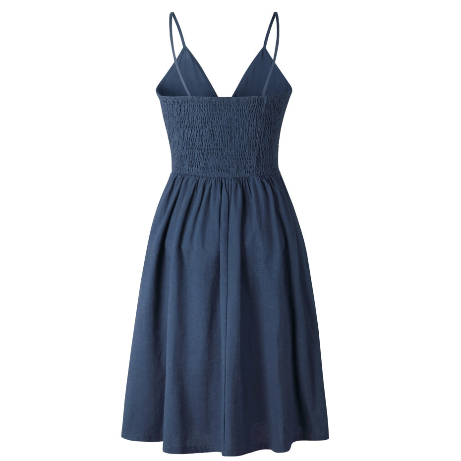 Nerida | Tie-Front Cutout A-Line Midi Sun Dress