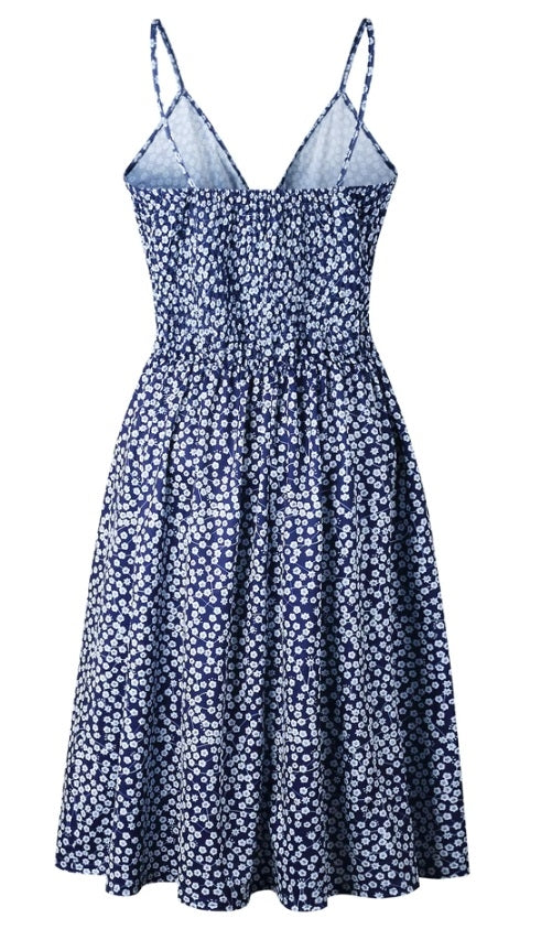 Nerida | Tie-Front Cutout A-Line Midi Sun Dress