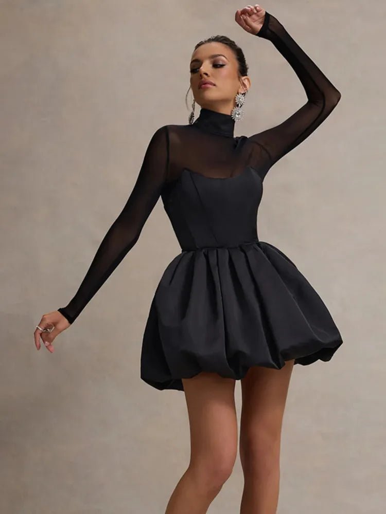 Virginia | Mesh Balloon Dress in first_variant_option1 | Elegant Women's Dress - Maeve The Label