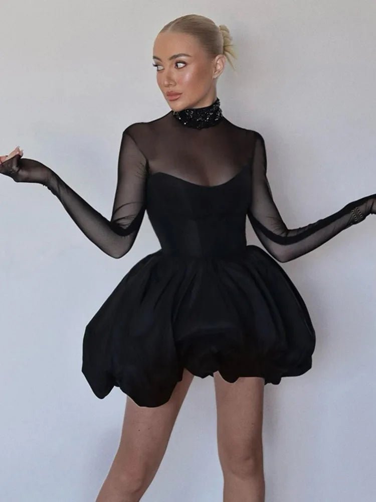 Virginia | Mesh Balloon Dress in first_variant_option1 | Elegant Women&