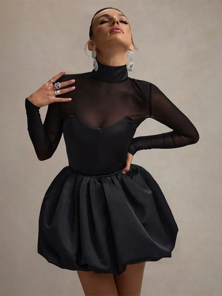 Virginia | Mesh Balloon Dress in first_variant_option1 | Elegant Women&