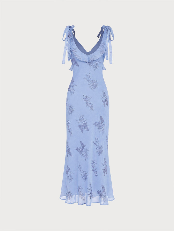 Clara | Floral Ruffle Tie-Strap Maxi Dress