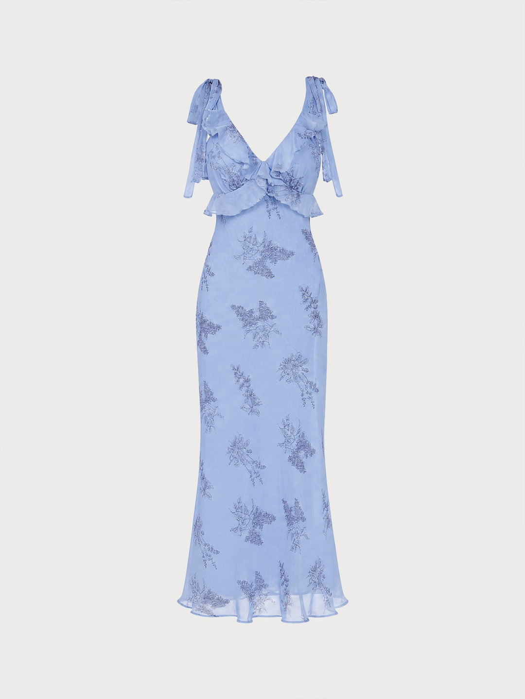 Clara | Floral Ruffle Tie-Strap Maxi Dress