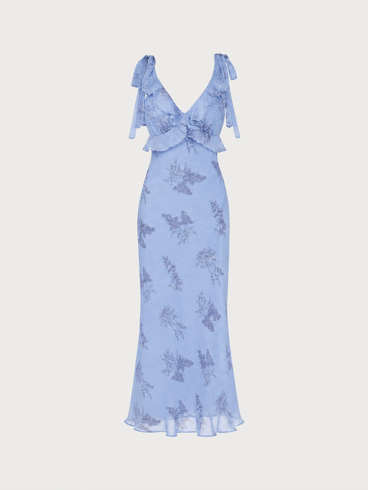 Clara | Floral Ruffle Tie-Strap Maxi Dress