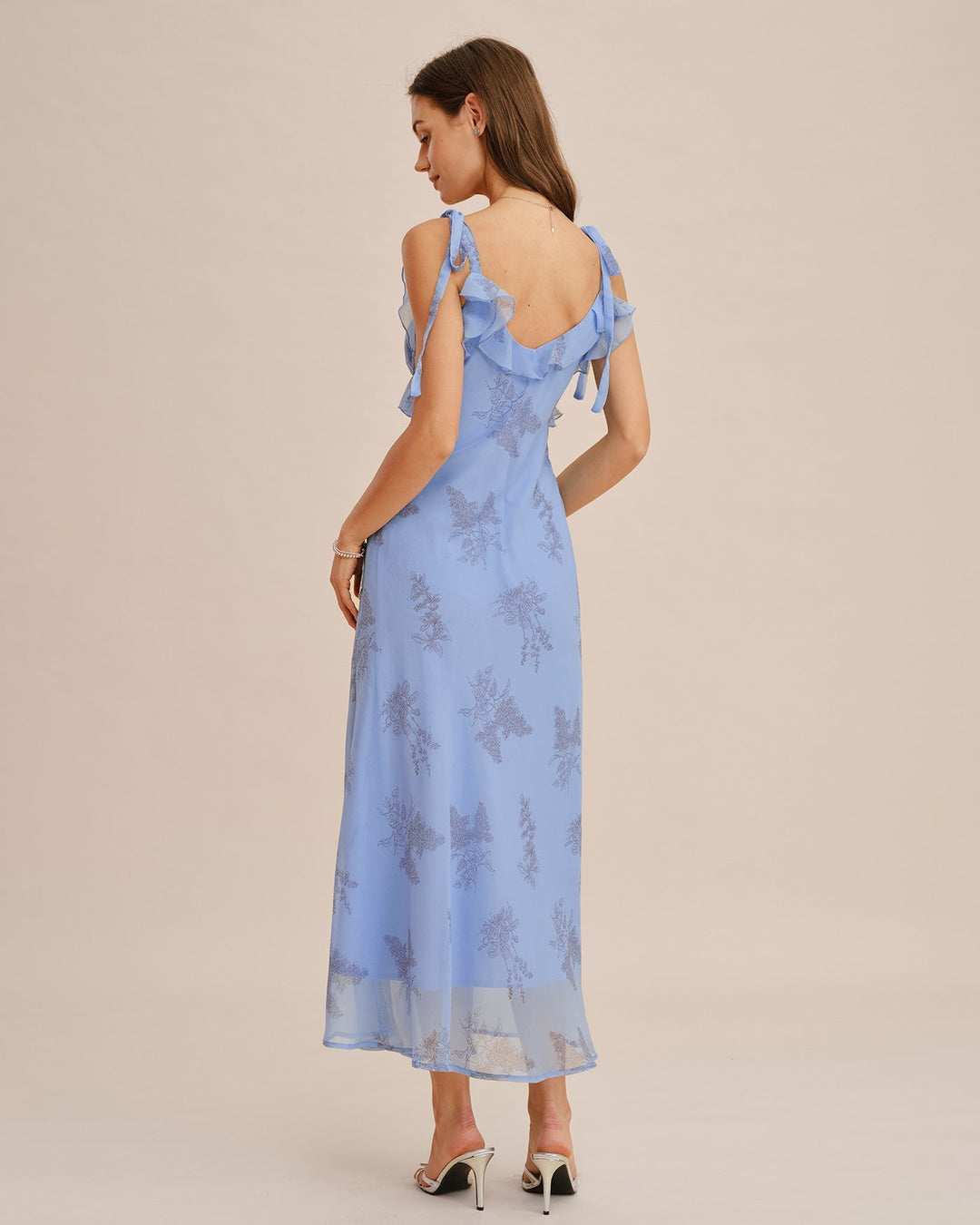 Clara | Floral Ruffle Tie-Strap Maxi Dress